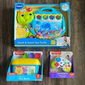 Baby/Toddler Interactive Toy Bundle w/ Touch & Teach, Shape Sorter, & Controller